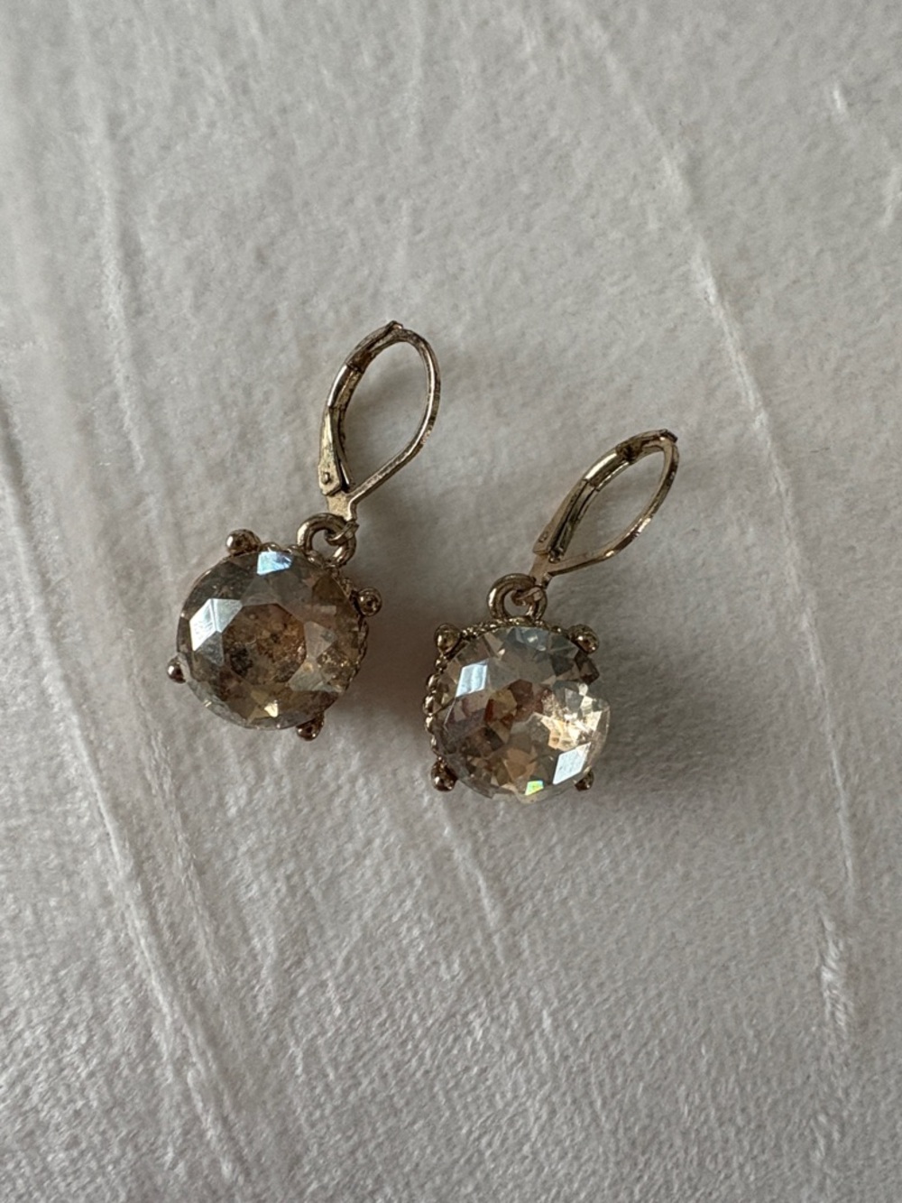 Classic Gold-Tone Champagne Crystal Drop Earrings